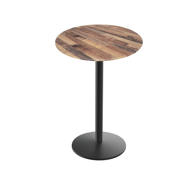 42 Tall OD214 Black Table Base w22 Diameter foot and 32 Diameter Rustic Top, IndoorOutdoor